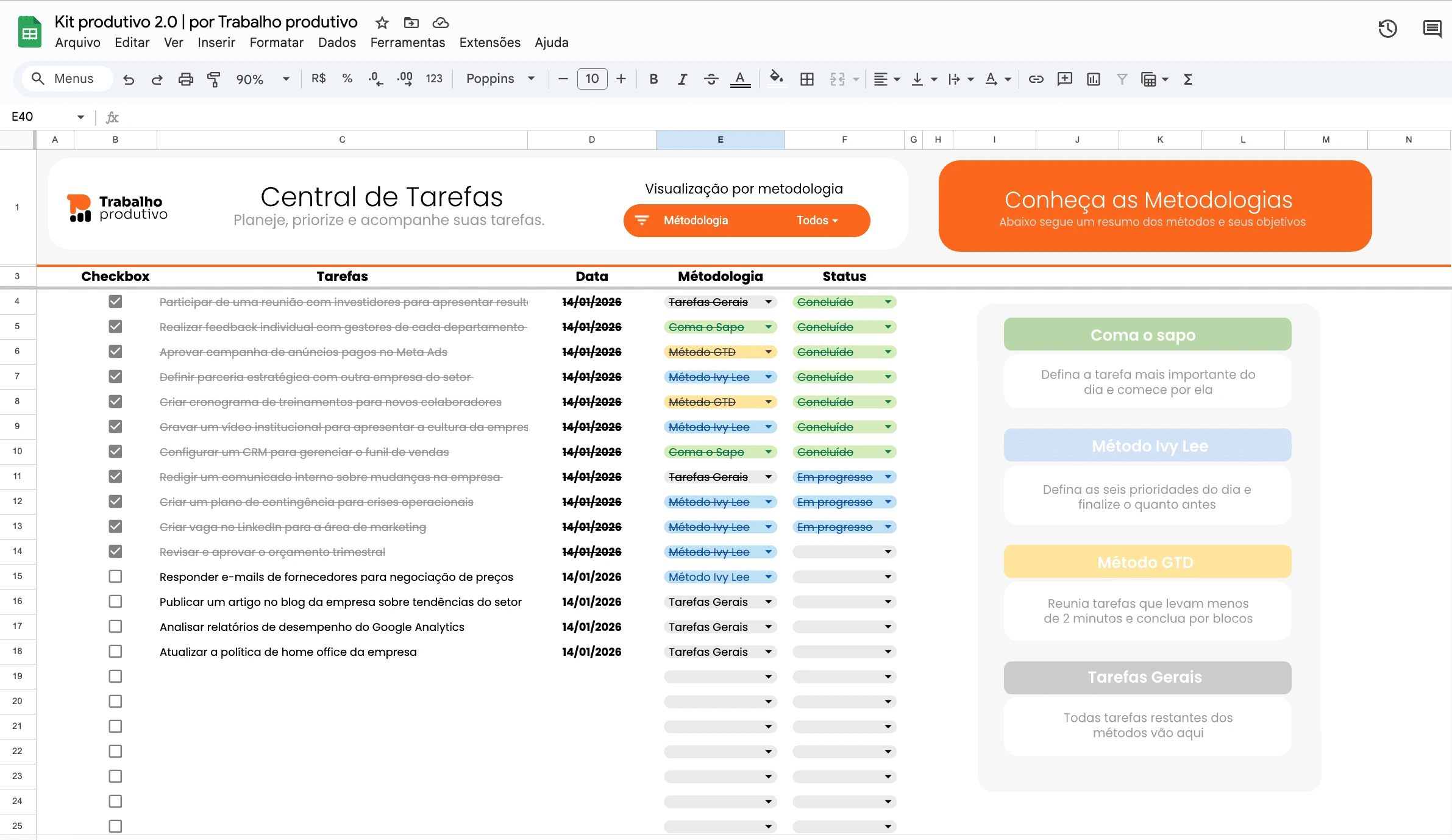 Central de Tarefas Kit Produtivo 2.0