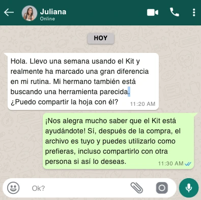 Chat de dudas del Kit Productivo